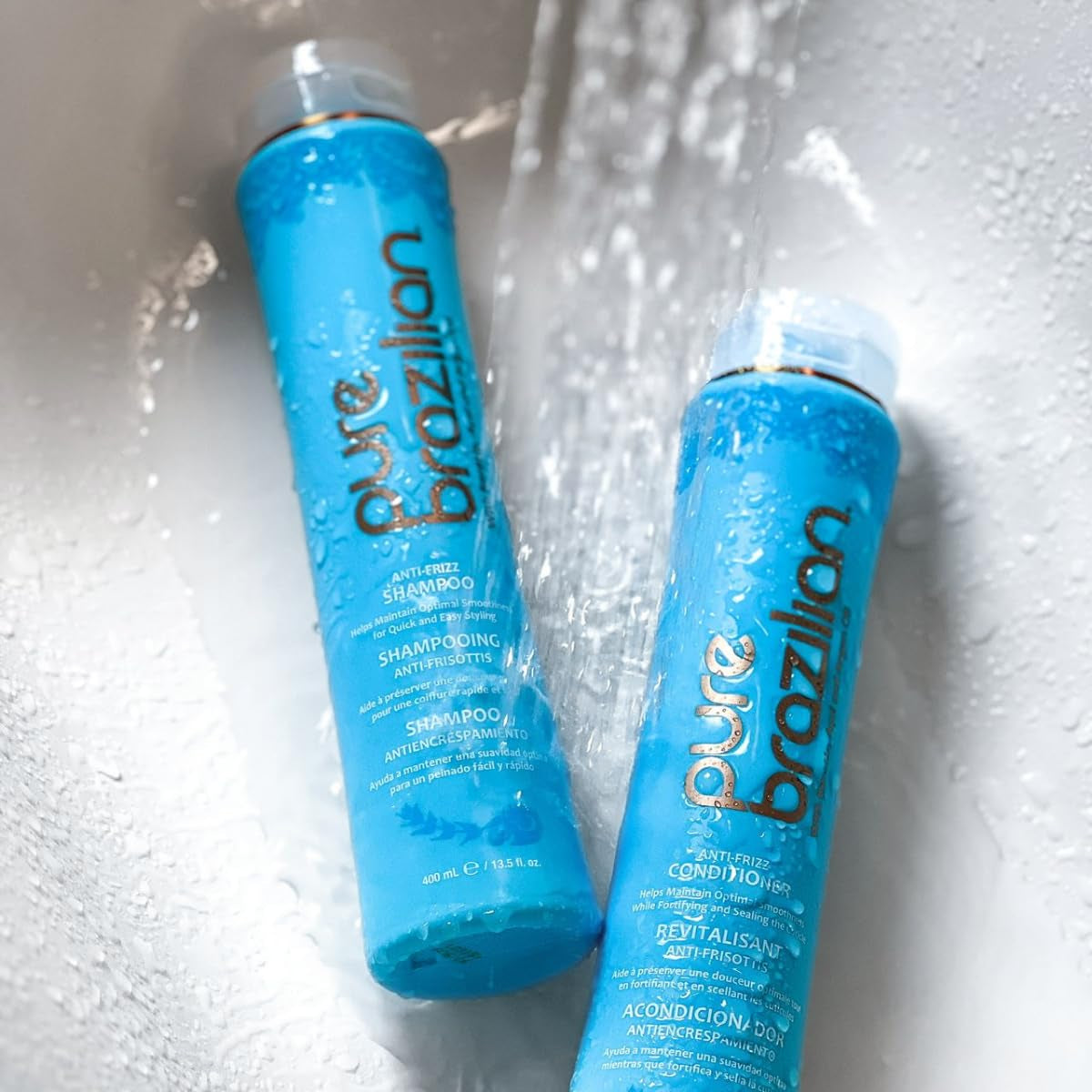 anti Frizz Daily Shampoo & Conditioner - Salt-Free & Color Safe Shampoo & Conditioner Enriched with Keratin, Argan Oil, and Acai (13.5 Ounce / 400 Milliliter)