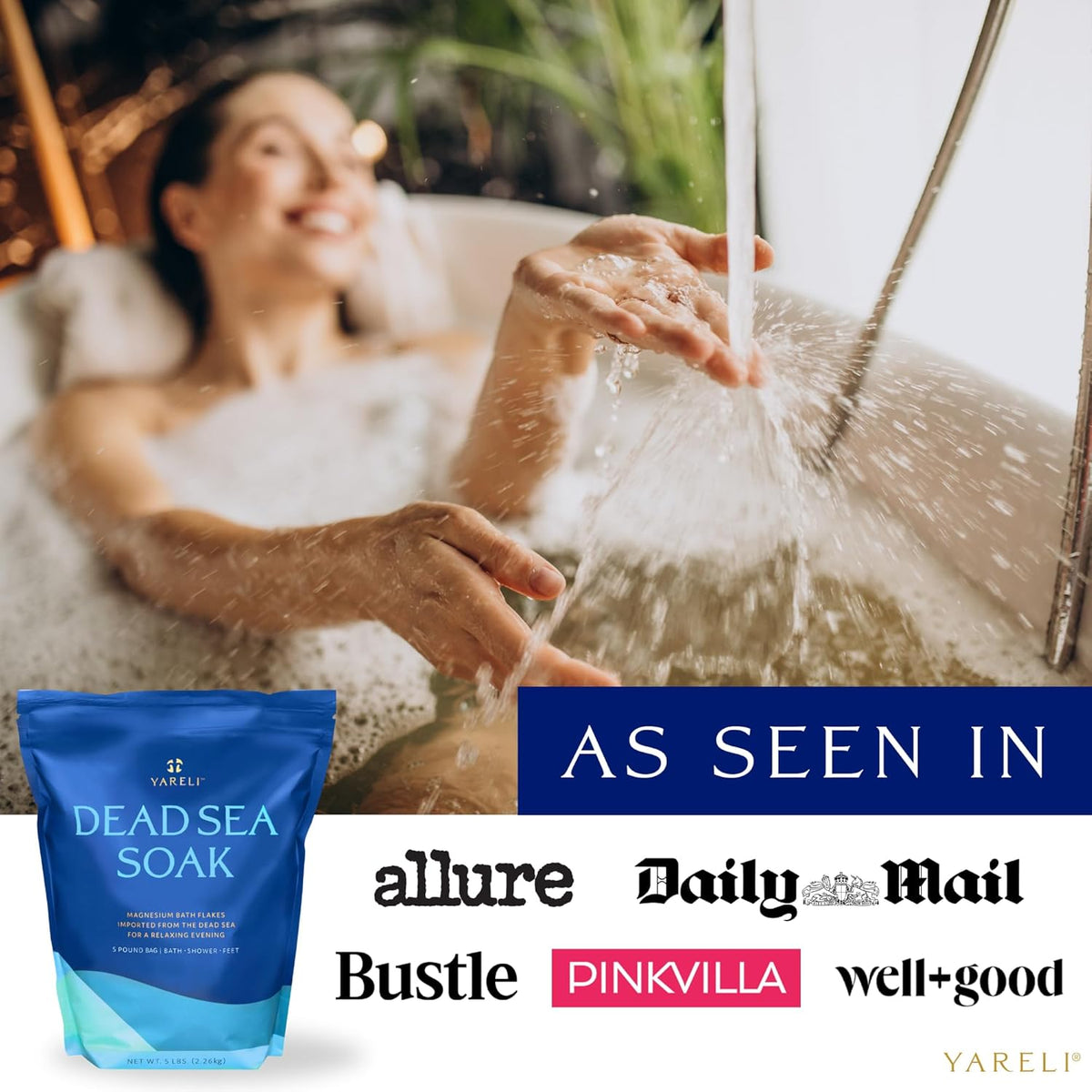 Magnesium Flakes, 15Lb, Dead Sea Bath &amp; Foot Soak, Alternative to Epsom Salt with over 800,000Mg of Magnesium Chloride per Bag